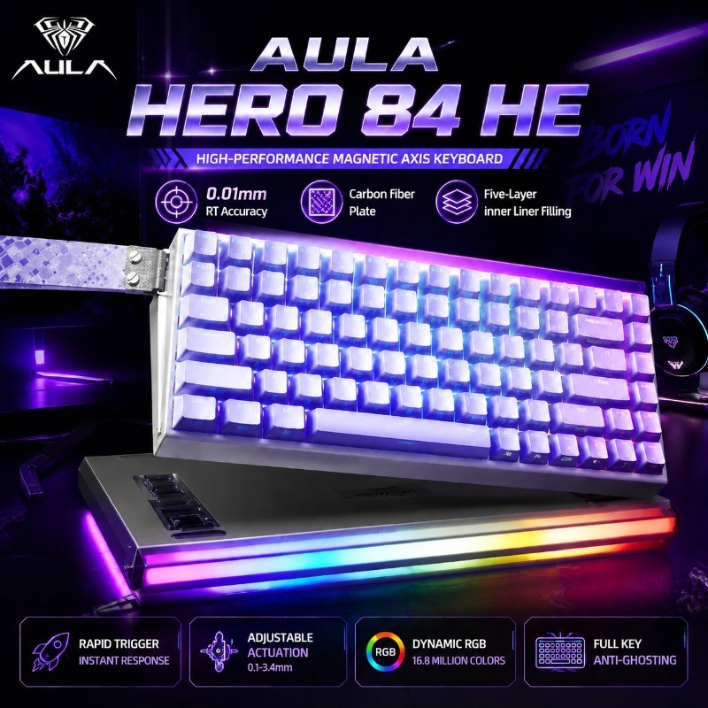 Gaming Keyboard Magnetic Switches - AULA HERO84 Keyboard Gaming Mekanis Magnetik