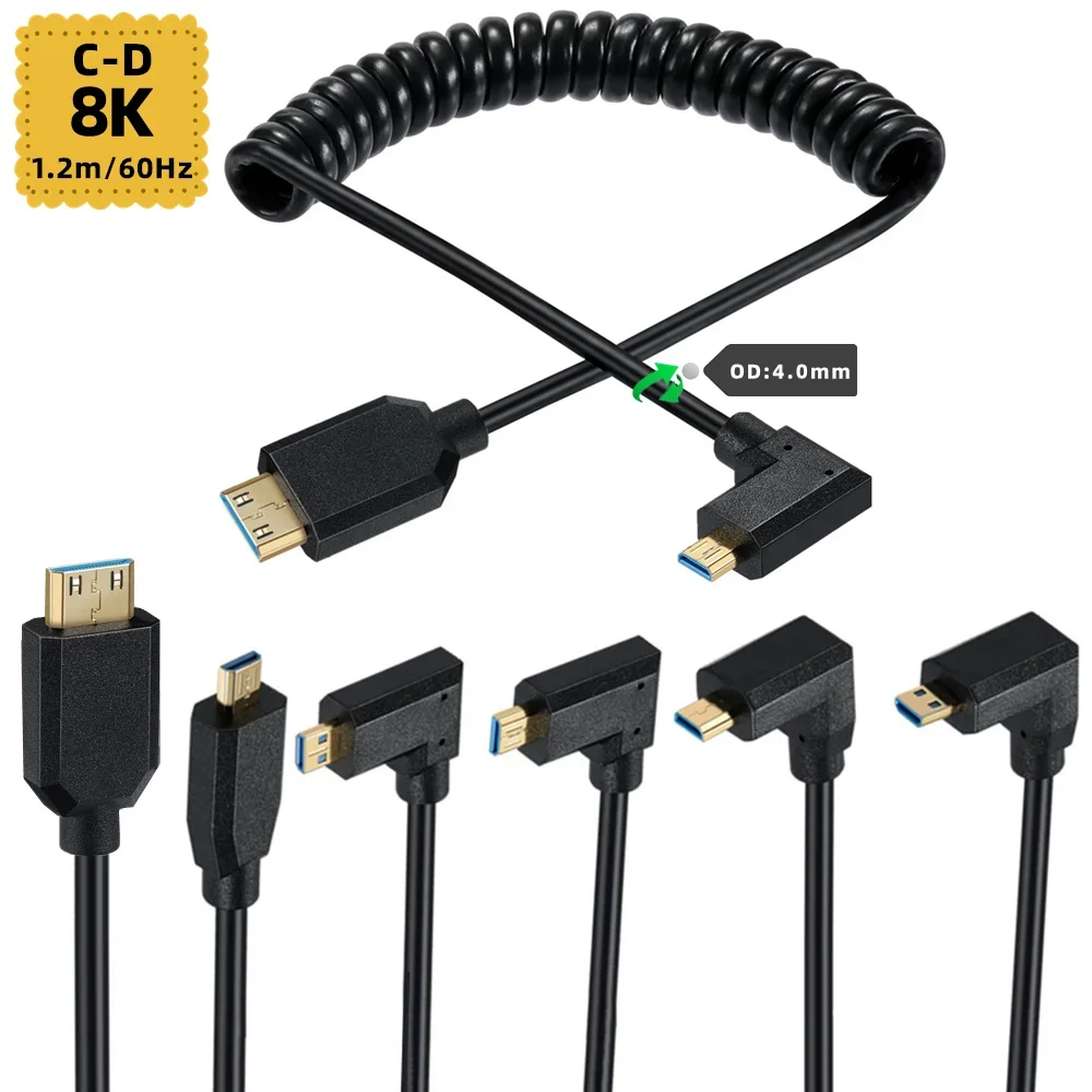 Coiled Usb Cable - 2.1Versi 8K@60Hz 4K@120Hz Kabel Adaptor Konektor