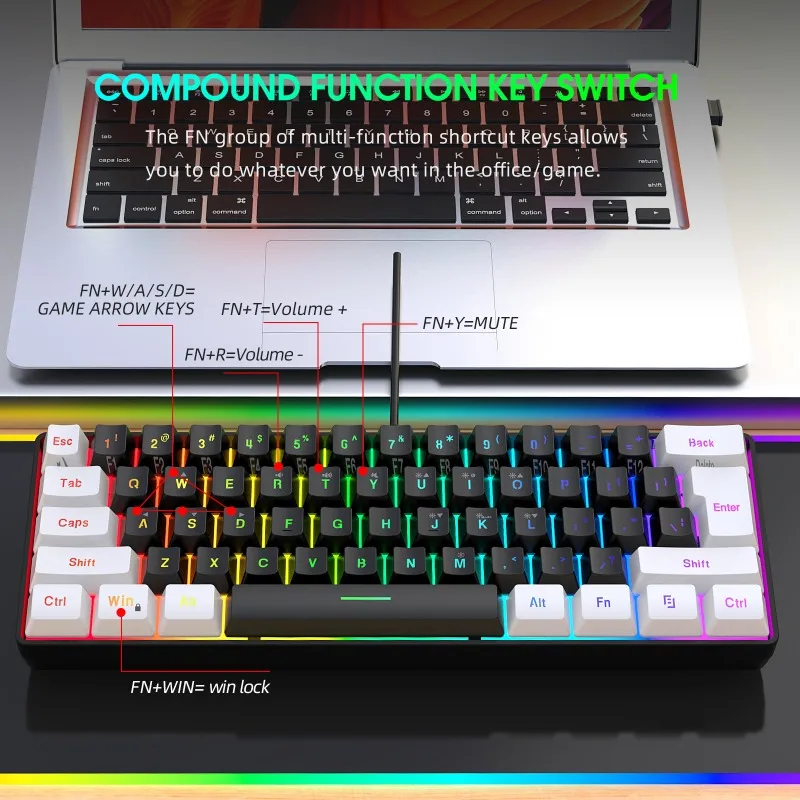 Keyboard dan Mouse 60% Combo K - Gaming Keyboard Ergonomic ulasan dan harga