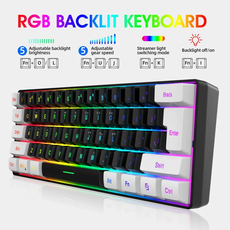 Keyboard dan Mouse 60% Combo K - Gaming Keyboard Ergonomic ulasan dan harga
