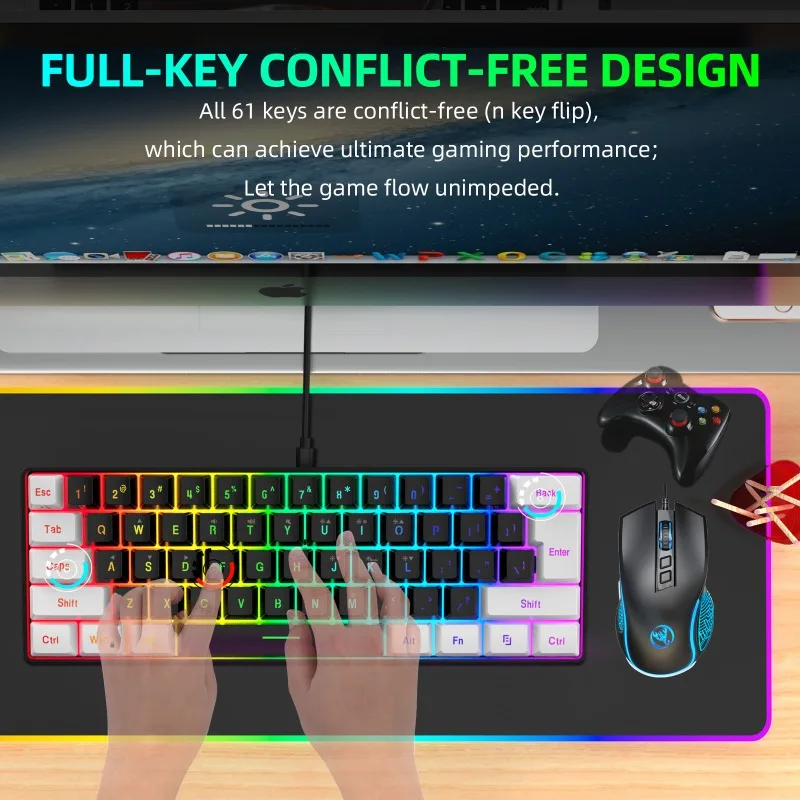 Keyboard dan Mouse 60% Combo K - Gaming Keyboard Ergonomic ulasan dan harga